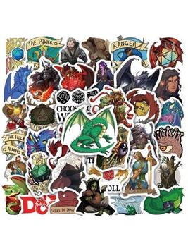 50pcs Dragon And Dungeon Graffiti Stickers Waterproof Vinyl Laptop Aesthetic Scrapbook Computer Stickers, For Water Bottles, Laptop, Luggage For Adults Halloween, Thanksgiving And Christmas Gift offers at $2.6 in SheIn