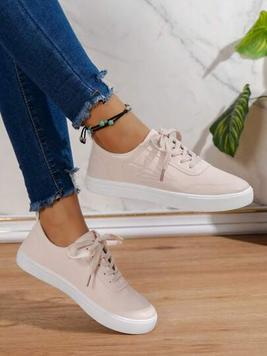 Women's Sneakers, Ins Style, Spring And Autumn Seasons, Thin Flat Bottom Sports Shoes, Breathable, Versatile, White, Thick Bottom, New Autumn Running Shoes, Leather, Student Sports Shoes, Autumn Ne... offers at $21 in SheIn