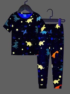 Toddler Boys Reflective Dinosaur Print Snug Fit PJ Set offers at $12 in SheIn
