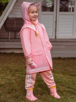 Girls' Adorable Pink Sailor-Style Donut & Unicorn Print All-Season Raincoat offers at $14.39 in SheIn