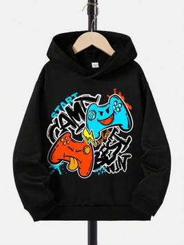 Teen Boys' Casual Minimalist Cartoon Printed Hoodie, Suitable For Autumn And Winter offers at $16 in SheIn