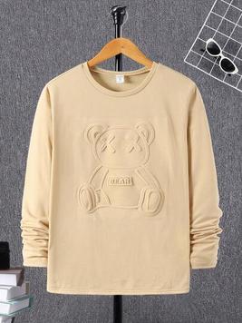 SHEIN Teen Boy Leisure & Comfortable Cartoon Embossed Knitted Long Sleeve Top offers at $14 in SheIn