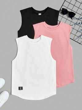 Tween Boys' Loose Fit Casual Round Neck Knitted Vest 3pcs/Set offers at $16 in SheIn