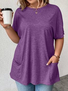 SHEIN LUNE Plus Batwing Sleeve Pocket Patched Tee offers at $14.49 in SheIn