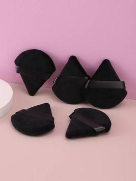 5pcs Black Triangle Shaped Powder Puff Set For Loose Powder, With Crystal Velvet Short Hair, Soft And Adhensive offers at $1.9 in SheIn