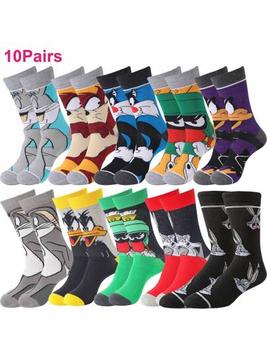 10Pairs  Anime Socks For Men Women Cartoon Movie Funny Novelty Socks offers at $21.8 in SheIn