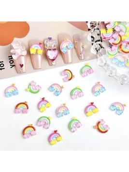 20pcs Random Colored Cartoon Rainbow Star Shaped 3D Resin Nail Art Accessories DIY offers at $2.3 in SheIn