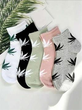 5pairs Women's Maple Leaf Printed Sport & Casual Short Socks For Spring, Summer, Autumn offers at $6.7 in SheIn