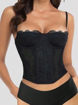 1pc Lace Bustier Corset Tops For Women Sexy Going Out Party Club Top With Buckle offers at $18.99 in SheIn
