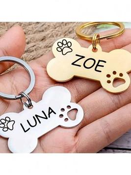 Personalized Pet Tags In Rainbow Or Black Steel, Durable Engraved ID For Dogs And Cats, Front And Back Customization, Unique Design Choices - One Piece offers at $2.9 in SheIn
