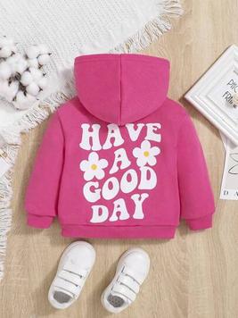 SHEIN Baby Girl Casual Loose Fit Hooded Long Sleeve Sweatshirt With Cute Letter Print, Versatile offers at $10 in SheIn