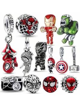925 Sterling Silver Plated Spiderman Charm Bead Pendant, Suitable For Original DⅠY Bracelet, Women Birthday Engagement Fashion Jewelry Gift offers at $5.8 in SheIn