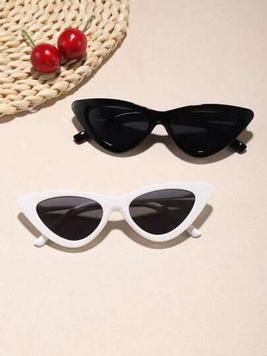 2pcs,Y2k Children's Simple Personality Cat Eye Sunglasses,Ideal Gifts For Holiday Party offers at $3.7 in SheIn