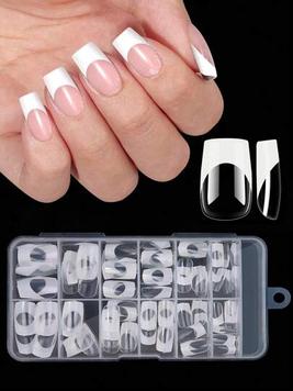 120pcs/Box Acrylic French False Nails Medium Length Square Armor Full Cover Nail Tips Can Be Removable Mixed Size Press On Nails offers at $4.4 in SheIn