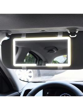 1pc Car Sun Visor High Definition Makeup Mirror With Light, Usb Rechargeable, Adjustable Brightness, Suitable For Women offers at $19.3 in SheIn
