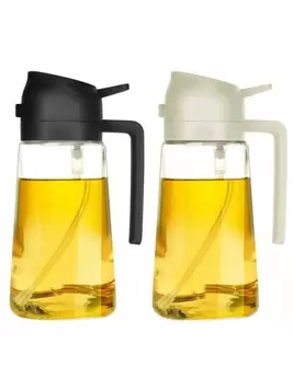 2-In-1 Glass Oil Sprayer Dispenser With Automatic Lid For Cooking, BBQ, Salad, Baking - PVC Free, High Borosilicate Glass Olive Oil Mister Bottle For Kitchen - 1pc offers at $10.45 in SheIn