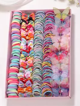 266pcs Girls Multicolored Hair Ties Set, Beautiful Hair Accessories Bowknot Hairbands, Elastic Rubber Bands Collection For Ponytail Hairstyling offers at $4.05 in SheIn