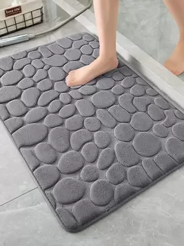 1pc Grey Embossed Stone Sponge Bathroom Floor Mat Anti-slip Mat For Bathroom, Toilet Door Mat offers at $5.87 in SheIn