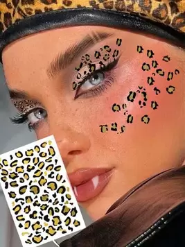 1pc Vintage Temporary Leopard Print Tattoo Sticker, Leopard Makeup Sticker, Y2K Face & Body Decoration, Cosplay Makeup Tool, Photo Prop, For Eye Makeup, Festivals, Parties, Daily Use offers at $1.8 in SheIn