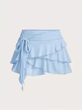 SHEIN ICON Women's Multi-Layer Ruffle Trim Low Rise Y2K Mini  Skirt offers at $14.79 in SheIn