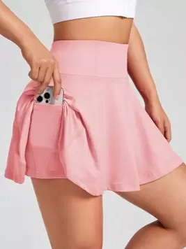 SHEIN EZwear Light Pink Knitted Sports And Leisure Skirt offers at $13.17 in SheIn