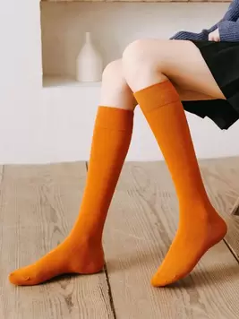 1 Pair Women's High Density, High Elasticity, Solid Color, Comfortable Breathable Knee-High Socks offers at $2.81 in SheIn