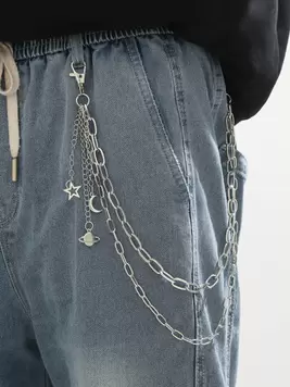 1pc Men Star & Moon Charm Fashionable Layered Pant Chain For Pants Decoration Street offers at $3.2 in SheIn