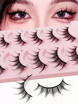 5 Pairs Manga Anime Lashes Natural Look Faux Mink Wispy Fluffy 3D Volume Eyelashes Korean Japanese Asian Cosplay Eyelashes offers at $2.5 in SheIn