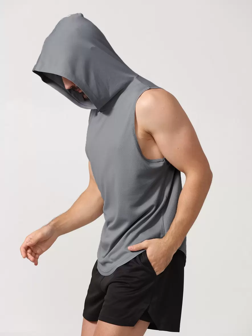 Men's Sports Sleeveless Hooded Tank Top, Outdoor Running Fitness Quick-Dry Tank Top Gym Clothes Men Basic offers at $7.91 in SheIn