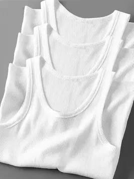 3pcs Men Solid Color Round Neck Casual Sport Tank Tops Workout Tops Tank Top Pack Basic T Shirt Basketball Jersey Men Men Hoodies Back To School,Gym Clothes offers at $26.99 in SheIn