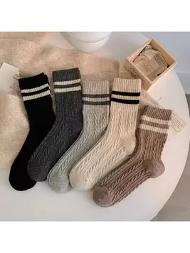 5 Pairs Random Delivery Mid-Calf Knitted Socks offers at $2.23 in SheIn