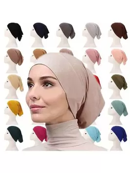 1pc Women Muslim Modal Headscarf Inner Cap Hijab With Tube Cap And Veil, Sunscreen And Bottoming Head Cover, Multiple Colors Available For Daily Wear offers at $2 in SheIn