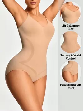 SHEIN Shape Seamless Brief Bodysuit Body Shaper Bust&Butt Lifter With Adjustable Strapes-Tummy Waist Control offers at $7.08 in SheIn