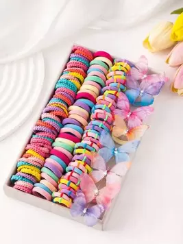 68pcs Princess Themed Colorful Butterfly Hair Ties, High Elasticity Rubber Bands, Suitable For Daily Basic Hair Accessories offers at $2.98 in SheIn