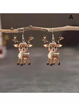 Fashionable And Creative Acrylic Deer Christmas Dwarf Santa Claus Cute Classic Personalized Earrings Christmas Creative Gift offers at $1.8 in SheIn