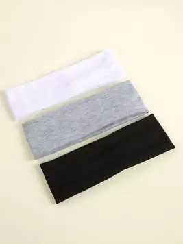 3pcs Women's Wide Comfortable Elastic Headbands In Black, White And Gray For Yoga, Sports, Outdoor Activities And Vacation Casual offers at $2.9 in SheIn