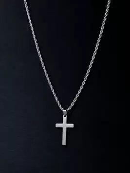 1pc New Arrival Stylish Stainless Steel & Titanium Steel Men's Cross Pendant Necklace, Braided Chain, Suitable For Daily Wear And As A Gift offers at $1.65 in SheIn