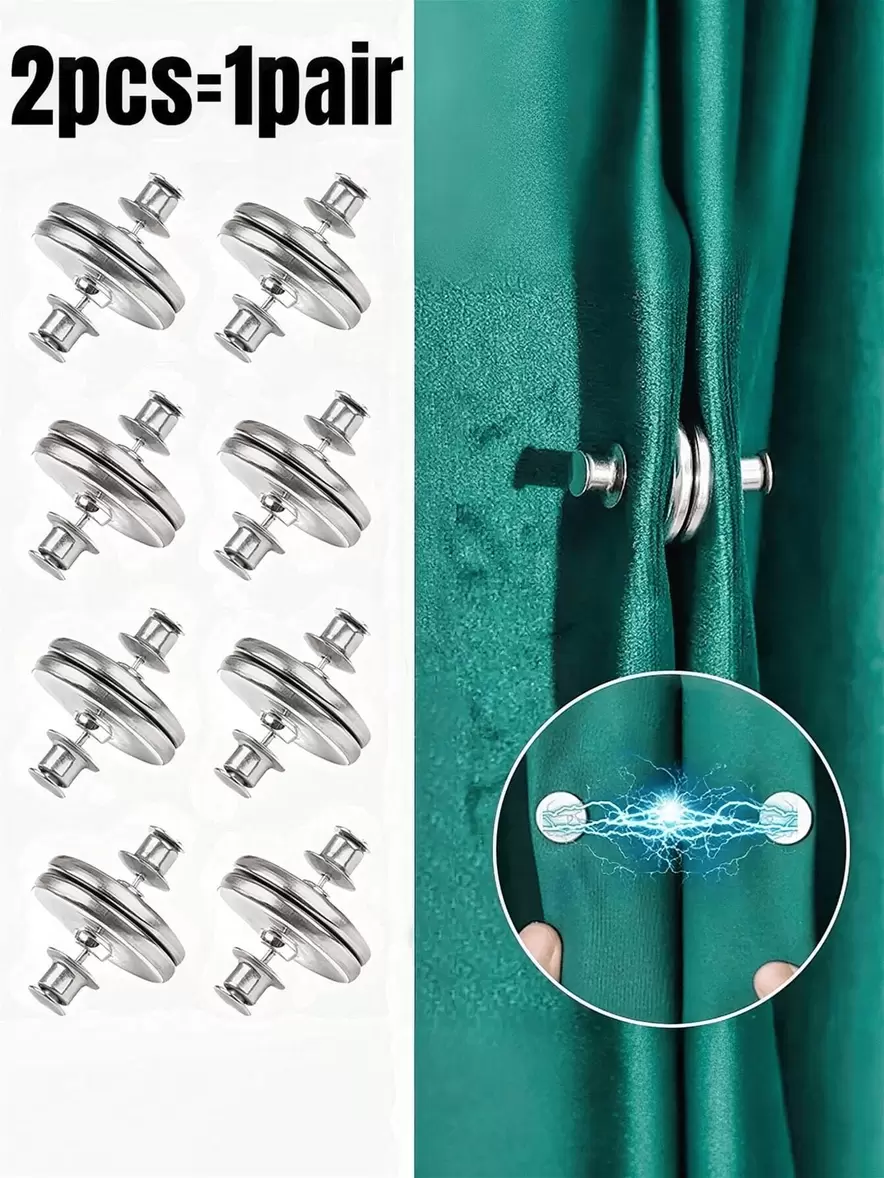 4pcs Simple Round Magnetic Curtain Clips, Blackout Curtain Hooks, Detachable Curtain Decorative Clips, Fabric Fasteners offers at $1.69 in SheIn