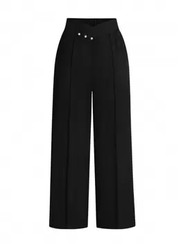 SHEIN Clasi Women's High Waist Straight Leg Wide Leg Pants, Solid Color, Elastic Waist Button Closure offers at $22.69 in SheIn