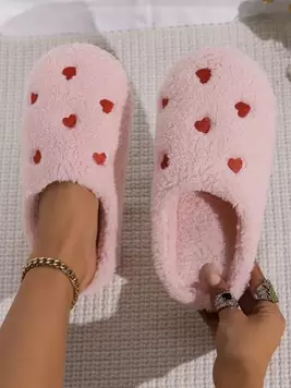 Women's Cute Pink House Slippers With Heart Shape Toe, Four Seasons Soft And Lightweight Scuffs, Indoor Non-slip Bottom Slippers offers at $7.01 in SheIn