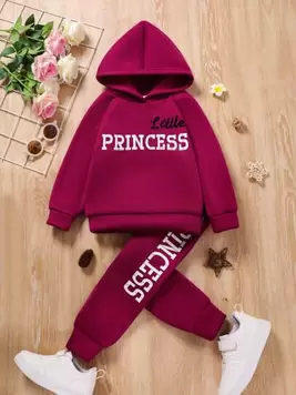 SHEIN Young Girl Casual Hooded Sweatshirt With English Letters Print And Pants Set offers at $17.47 in SheIn