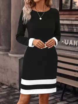 SHEIN Clasi Women's Black And White Striped Tee Dress offers at $14.85 in SheIn