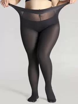 1pair 300D Sheer Plus Size Black Snag Tights For Women offers at $4.16 in SheIn