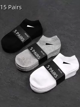 15pairs Minimalist Style Unisex Ankle Socks, For Gym offers at $9.6 in SheIn