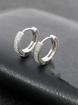 Fully Diamond Studded Hoop Earrings For Men, Hiphop Style Ear Clip, Fashionable Minimalist Design With High-End Quality, Versatile Jewelry For Elegant And Unique Charm. offers at $1.65 in SheIn