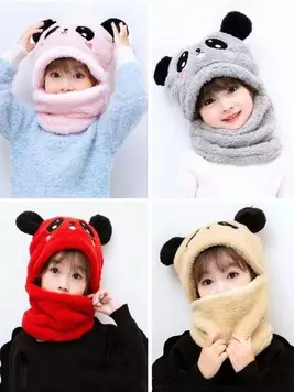 1pc Kid's Earflap Beanie With Scarf, Winter Warm Cute Animal Ear Design Hat For Toddlers offers at $4.5 in SheIn