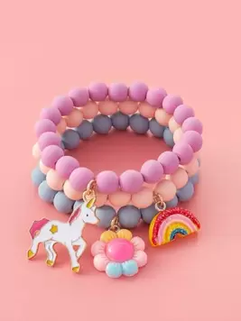 3pcs Girls Floral Charm Bracelet offers at $2.08 in SheIn