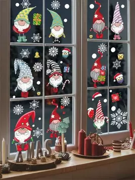 6 Sets Of Colorful Christmas Window Stickers, Santa Window Decal Stickers, Winter Glass Home Decoration, Christmas Window Sticker Decoration, Party Decoration,Christmas offers at $3.3 in SheIn