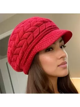 Women's Outdoor Thick Warm Knit Beanie, Retro Solid Color Knitted Beret Hat, Lightweight And Windproof Winter Fall offers at $3.76 in SheIn