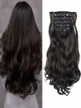 18-30 Inches 16 Clip Black Natural Daily Long Curly Hair Extensions Seven-Piece Set For Women offers at $5.2 in SheIn